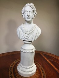 Fabulous Antique ROBINSON & LEADBEATER Parian Ware Bust Of Charles Sumner On Stand - Beautiful Piece ! WOW !