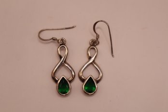 925 Sterling With Green Stone Earrings