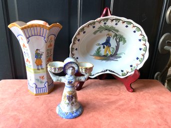 An Assortment Of Old Faience Pottery, 3 Pcs.