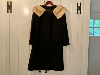 Vintage Fur Collared Coat (M)