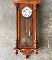 Walnut Regulator Clock C. 1890, Hanging