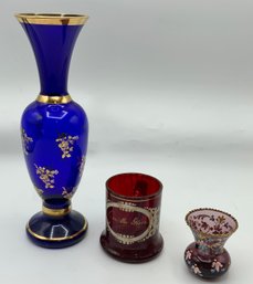 Beautiful Vintage Glass Lot ~ Amethyst, Ruby & Blue ~