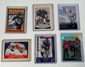 6 Miscellaneous Football Cards Including Bradshaw, Rice And Montana