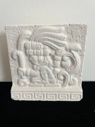 Chaman 'The Mayan Wizard' Renato Dorfman Carved Plaster Cast Art Hanging Tile