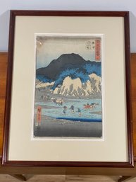 Antique Utaguca Ando Woodblock 16x21 Appears Original Circa 1840 Station 17 Okitsu