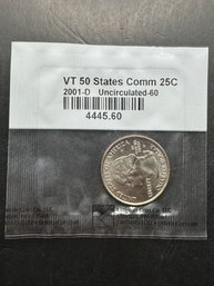 2001-D Uncirculated VT 50 States Quarter In Littleton Package