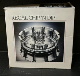 A Clear Glass Chip And Dip Platter - New In Box