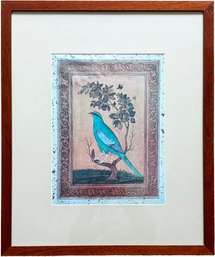 A Mughal Miniature Print, Bird On A Tree Trunk, From The Clive Album, London