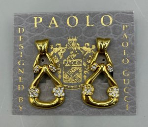 Paolo Gucci Gold Tone & Rhinestone Earrings