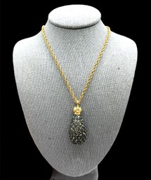 Vintage JOAN RIVERS Designer Sparkly Gray Stones Pendant Necklace