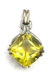 Gorgeous Vintage Sterling Silver Hallmarked Large Lemon Quartz Pendant