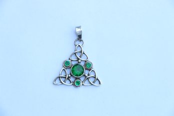 Sterling Silver Green Spinel Celtic Pendant