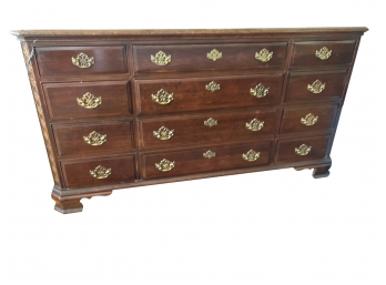 Long Mahogany  Colonial Style Dresser- 12 Drawers