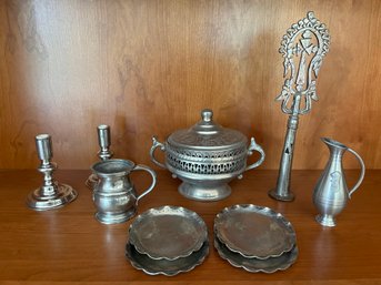 International Collection Of Pewter & Silver Plate Metal Decor - Brazil, Algerian, England