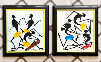 A Pair Of Mid-20th Century Oil On Board Paintings, Dancers, Signed Eliudy