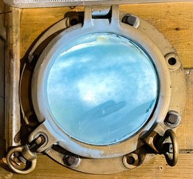 Two Dog Porthole With Blue Painted Window