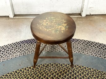 A Beautiful Vintage Stool With Fruit & Floral Stencil By Hitchcock