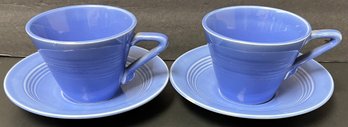 Vintage Pair - Homer Laughlin Harlequin - Cup & Saucer - Mauve Blue - Periwinkle - Art Deco