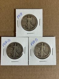 Beautiful Lot Of 3 Walking Liberty Half Dollar Silver Coins