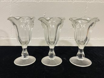 Set Of Three Vintage Ice Cream Glasses