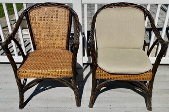 Pair Of Barley Twist Open Arm Chairs With Cane Seats (2)