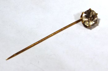 Antique Gold Filled Stickpin Having Large Topaz Stone