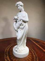 Spectacular Large 1860s / 1870s Antique Parian Ware Statue From Norwich Art Union - Turner & Co - Lady / Goat