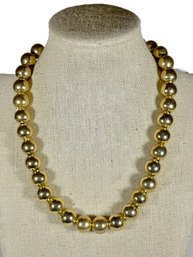 Gold Over Sterling Silver Large Ball Shaped Beaded Necklace 75.8 Grams