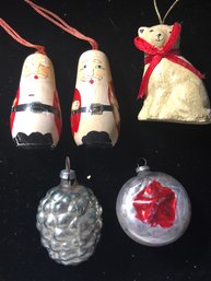 5 Miniature Ornaments Vintage Includes 2 Mercury      Lot 9B