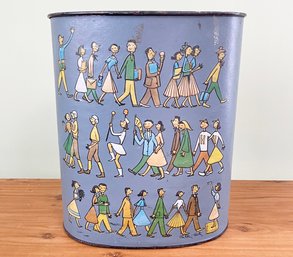 A Vintage Metal Painted Trash Can