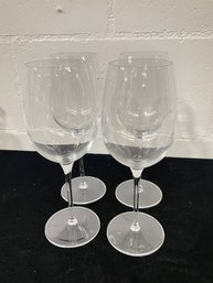 Set Of Four Clear Wine Glasses
