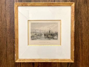 Framed Antique Engraving, Entrance Of The Hoang-ho, Or Yellow River