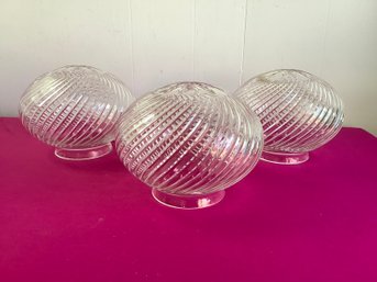 Swirled Starburst Glass Lamp Globes Lot Of 3