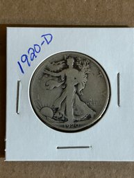 Beautiful 1920-D Walking Liberty Half Dollar Silver Coin