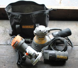 DeWalt Orbital Palm Sander And Rigid R2400 Router With Bag