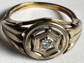 Vintage 14 Karat Gold & Diamond Ring, Size 4.75