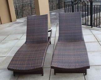 Pair Of Andersen & Stokke All Weather Wicker Chaise Lounge Chairs #1