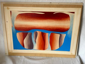 Large Artist Signed Mid Century Modern Abstract Painting- Dated 1967 And Signed CLAPP