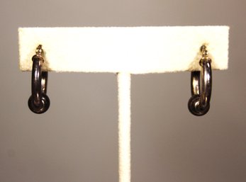 Sterling Silver Pierced Hoop Earrings Having 'ball' Form