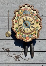 Vintage Hand-painted Austrian Floral Wall Clock