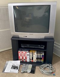 Toshiba Color TV, Panasonic VHS/DVD On Stand