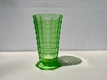 Indiana Glass Stacked Uranium Glass Vase