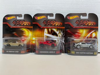 Hot Wheels/ Mattel -three NEED FOR SPEED Die Cast Cars.(#138)