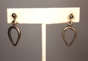 Sterling Silver Pear Shaped Formed Pierced Drop Earrings