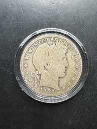 1907-D Barber Silver Half Dollar