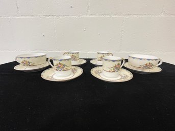 Set Of Noritake Japan Fine Bone China Teacups With Saucers