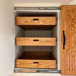 3 Large Oak Drawers On Track With Sliding Tongue And Groove Door