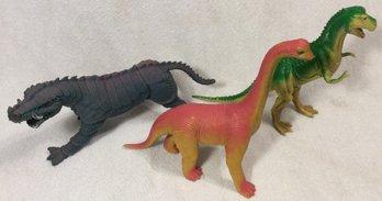 (3) 1985 Imperial Plastic Dinosaurs