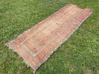 VINTAGE ANTIQUE ORIENTAL WOOL AREA RUNNER RUG