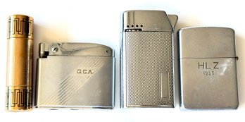 Vintage Lanvin Perfume Case & Vintage Lighters: 1955 Zippo With Viceroy Branding, Ronson Adonis & Bentley